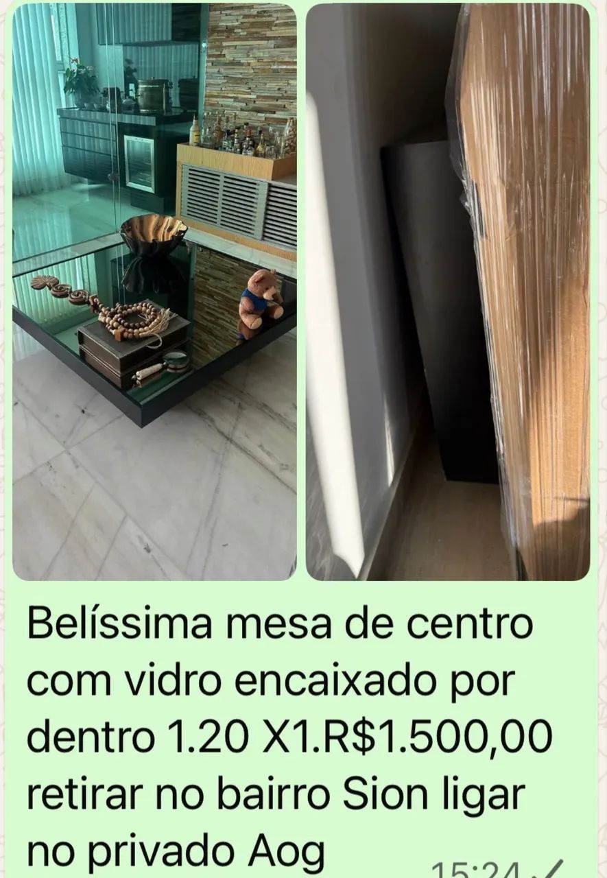 Mesa de centro em madeira de demolição retangular