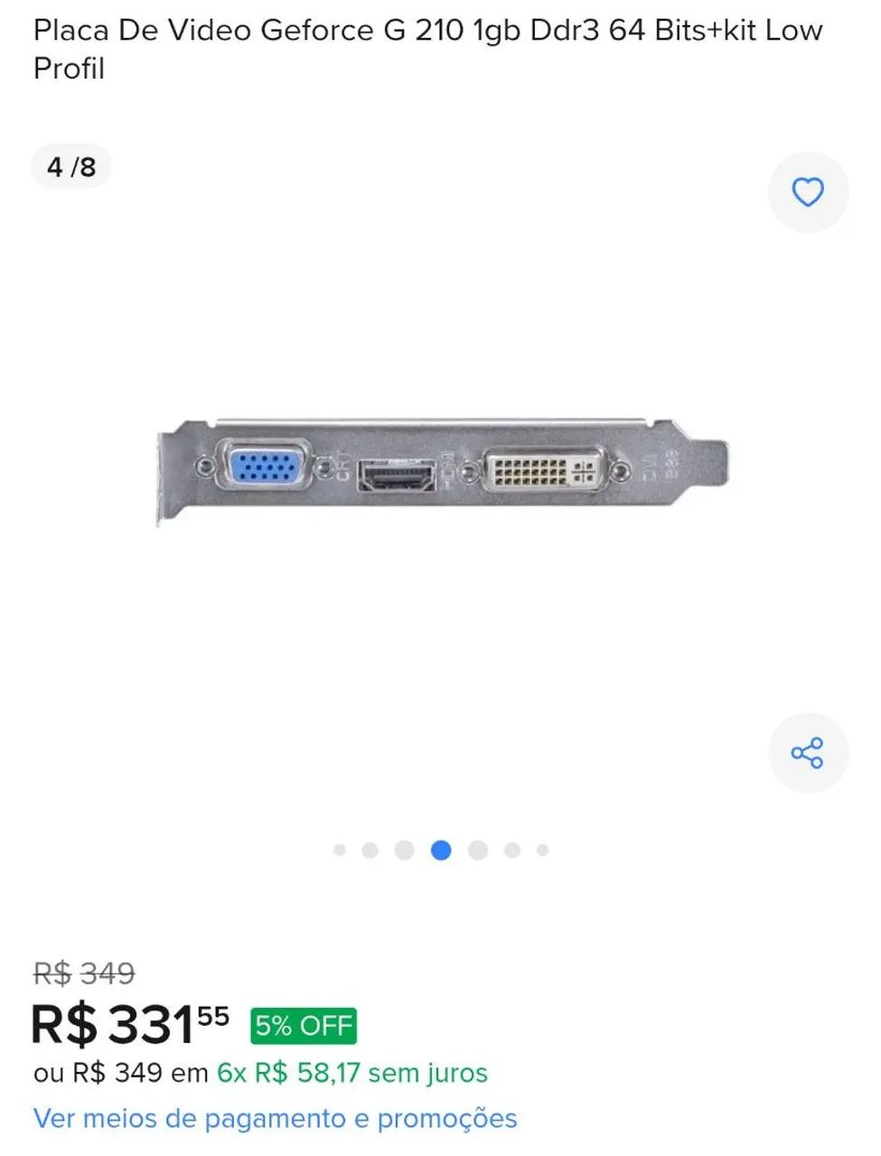Placa De Video Geforce G 210 1gb