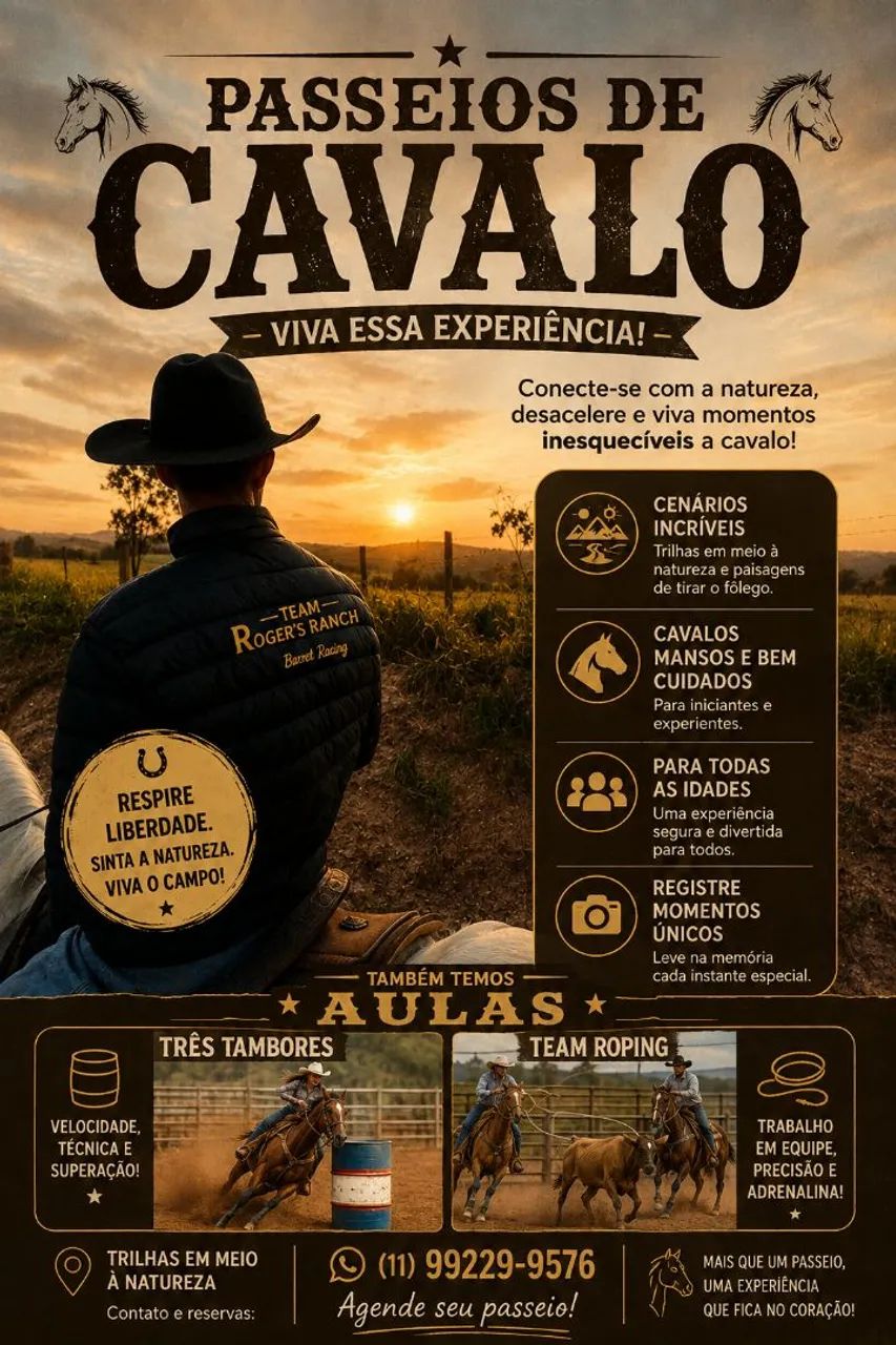 Passeios a cavalo , aulas .... Venha conferir