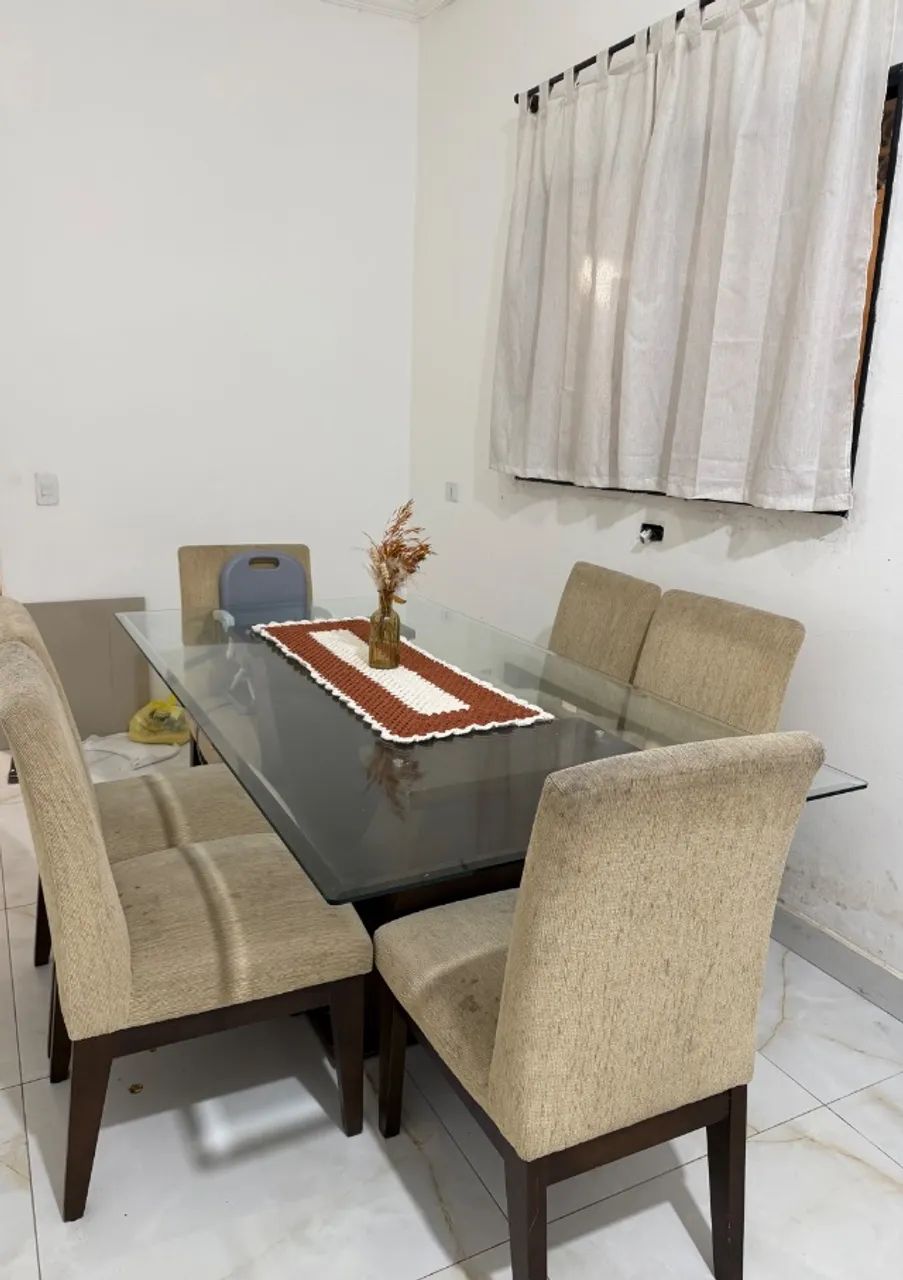 Mesa de jantar de vidro com 6 lugares - Foto 2