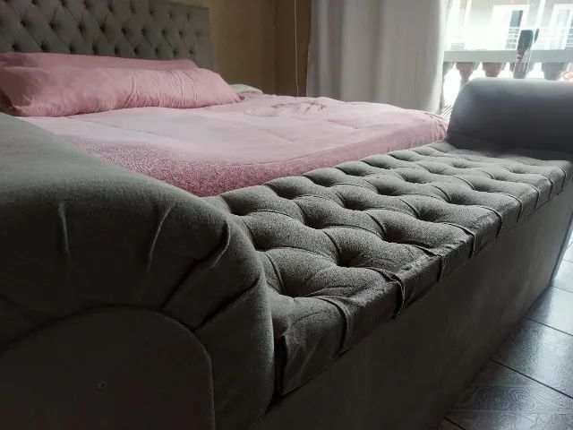 Bau para cama King em camurça  - Foto 4