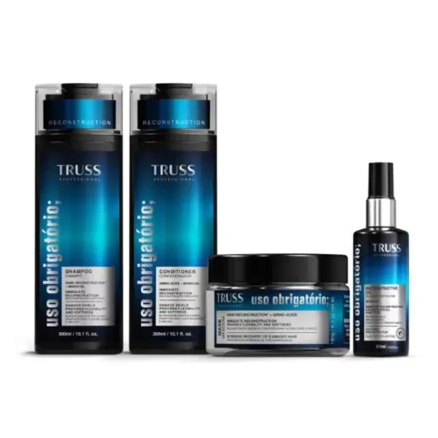 Kit TRUSS Uso Obrigatório 4 Itens Shampoo Condicionador Máscara e Óleo