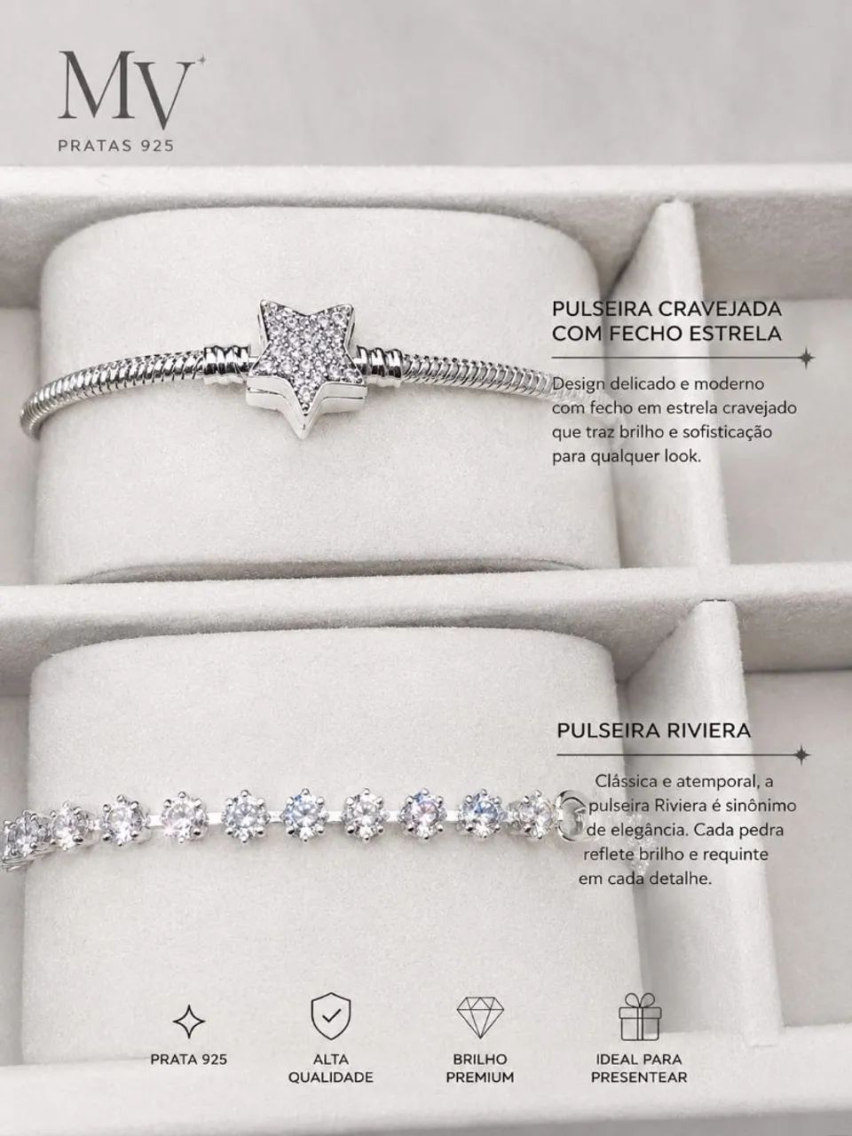 Pulseira inspiração pandora fecho estrela cravejada - Foto 3