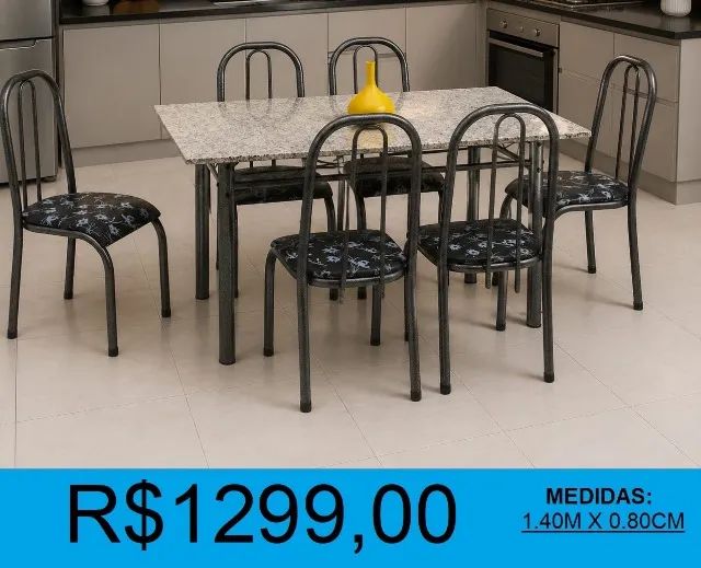 Mesa de granito 6 cadeiras  - entrega e montagem gratuita  - Foto 2