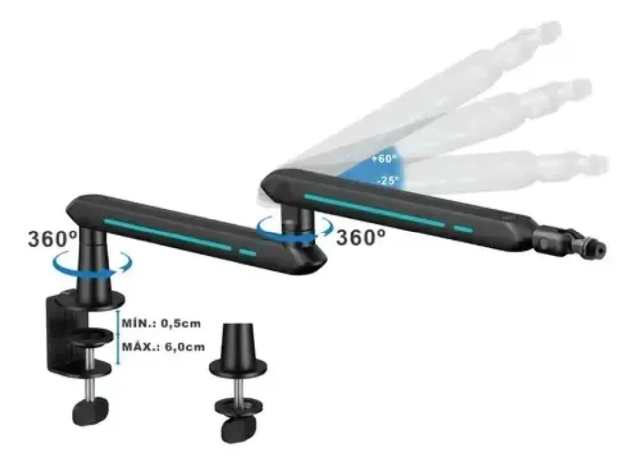Braço Suporte Articulado Microfone Mesa Low Profile P Fifine - Foto 2