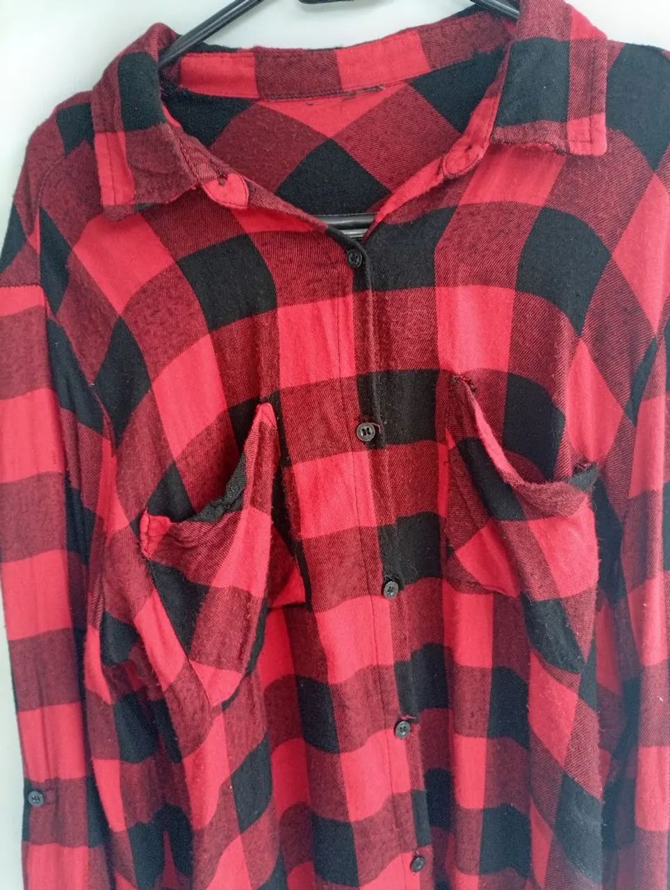 Camisa xadrez M vermelha - Foto 2