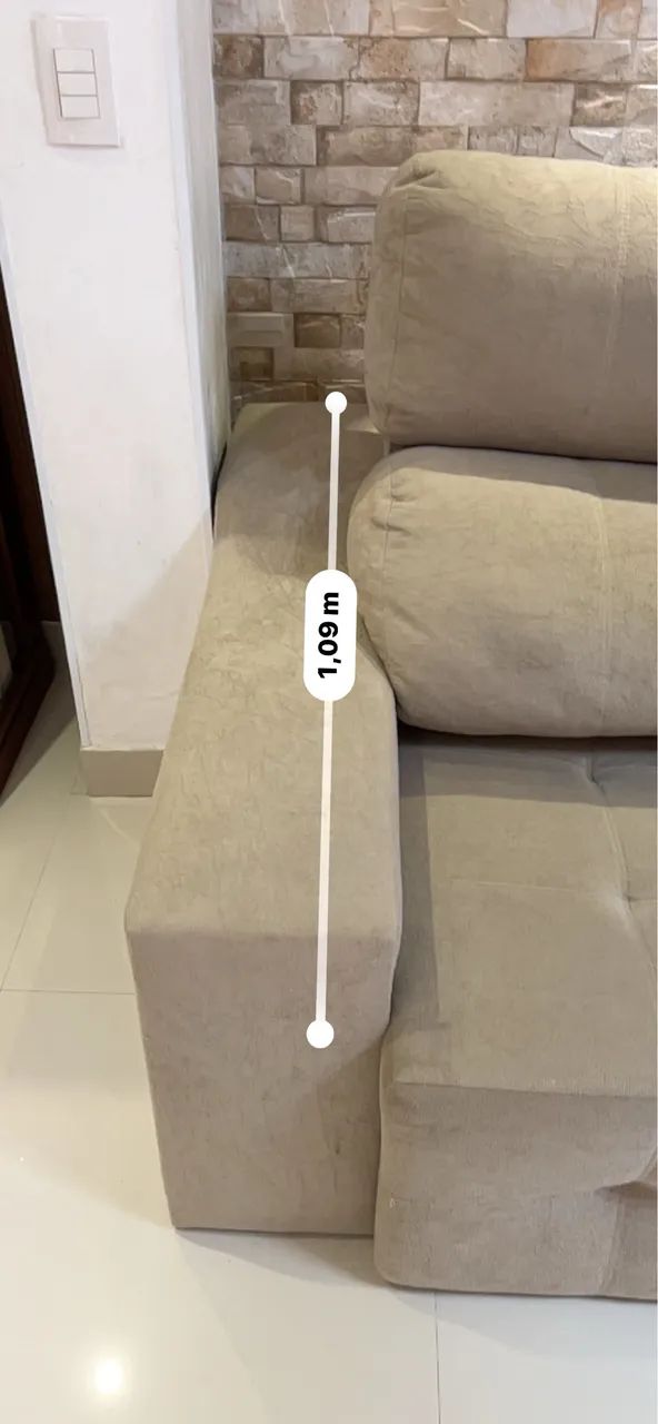 Sofá 6 lugares Retrátil Reclinável Suede cor Bege/Capuccino - Foto 4