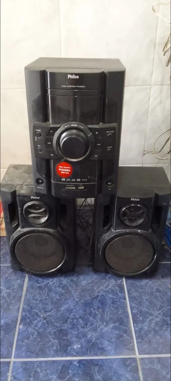 MINI SYSTEM PHILCO PH200N 200W RMS COM DEFEITO COMPLETO OPORTUNIDADE