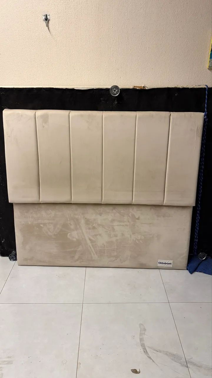 Cabeceira Casal Ortobom Estofada Suede Bege