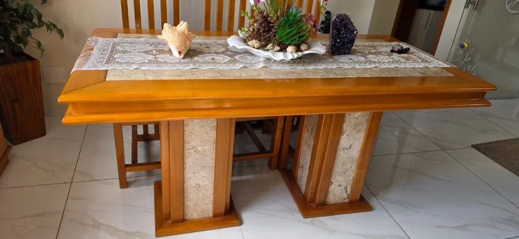 Conjunto de sala de jantar 6 lugares, buffet e espelho - Foto 5