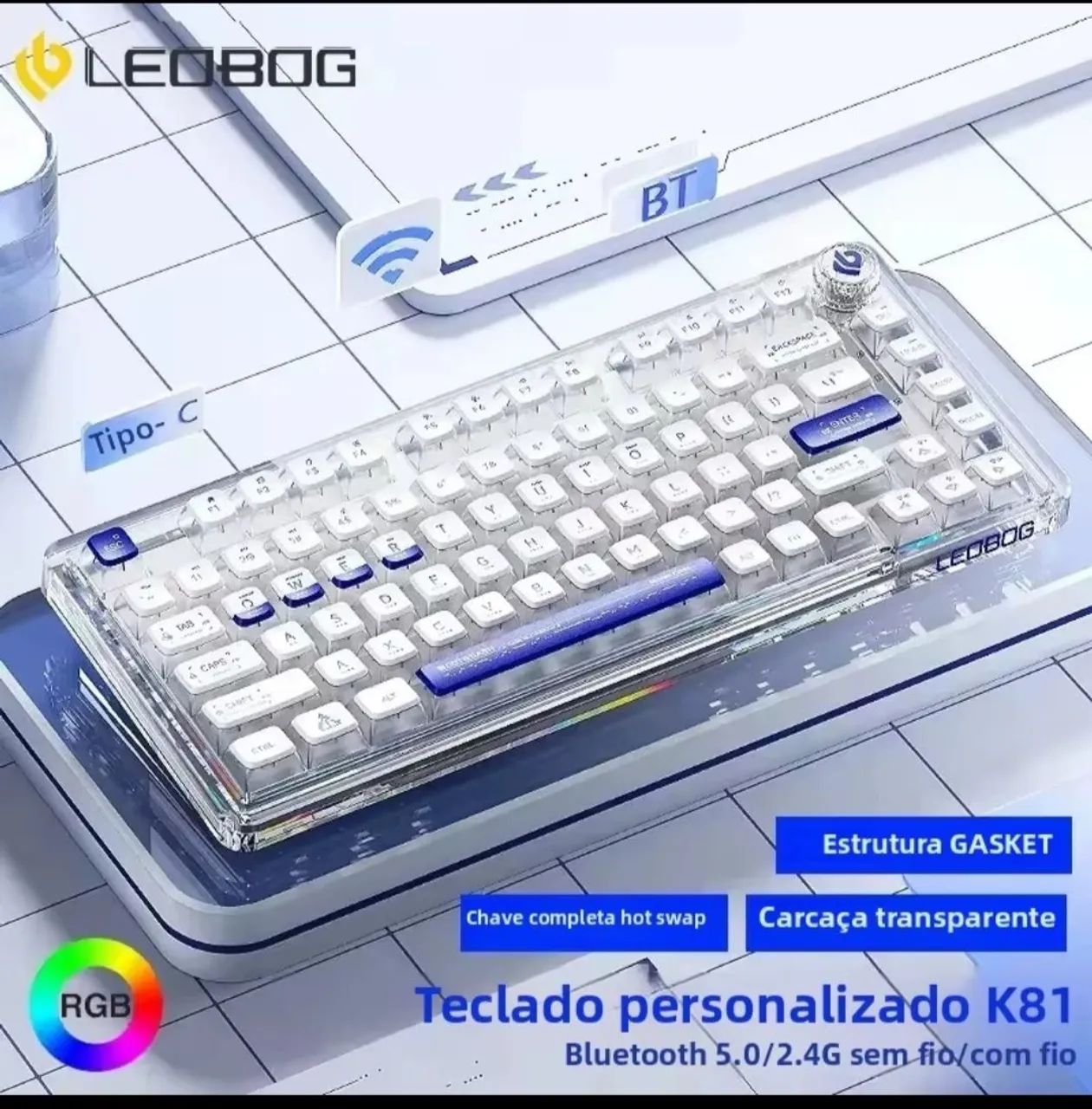 Teclado gamer mecânico top leobog k81  - Foto 2
