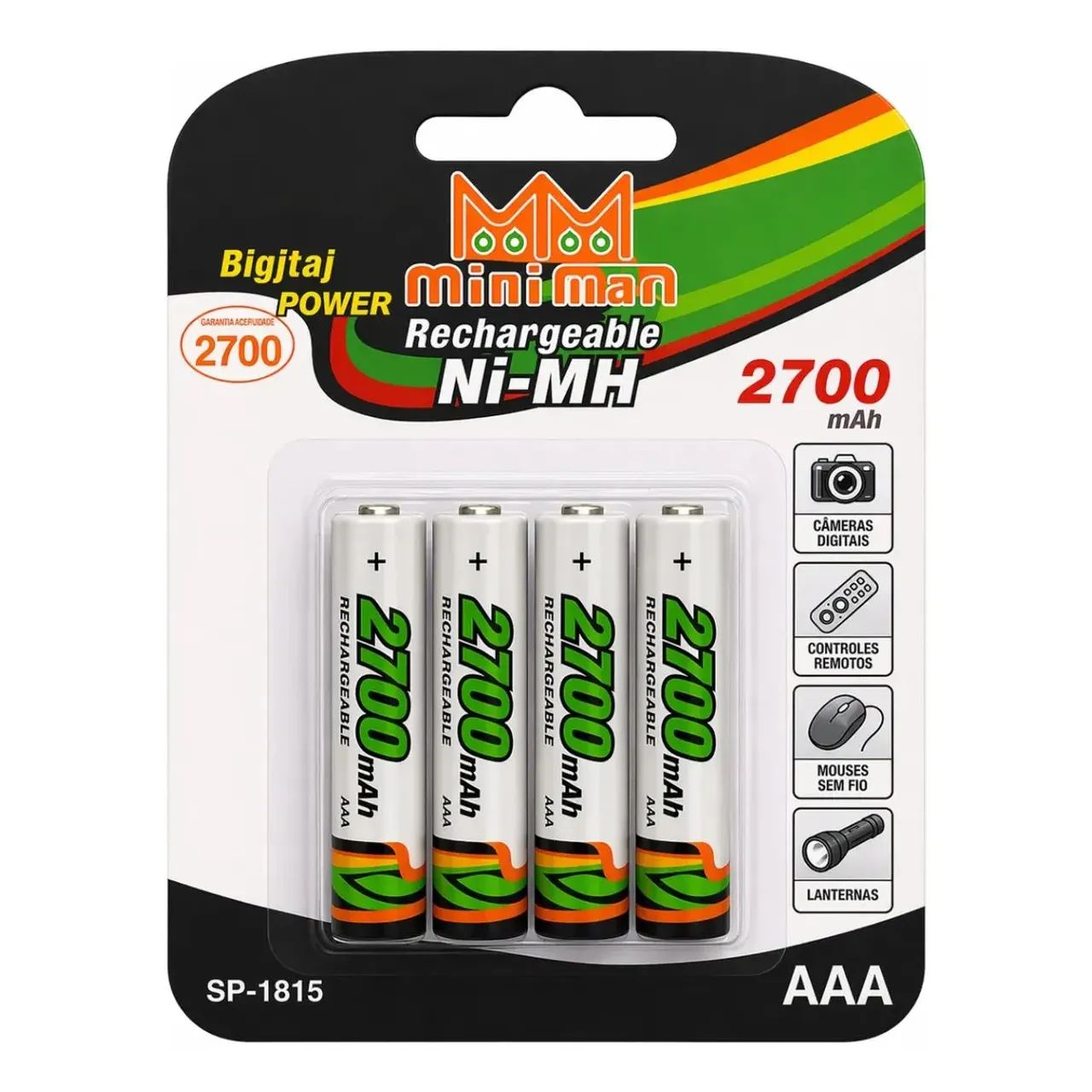 4 pilhas recarregáveis AAA ni-mh da marca mini Men 