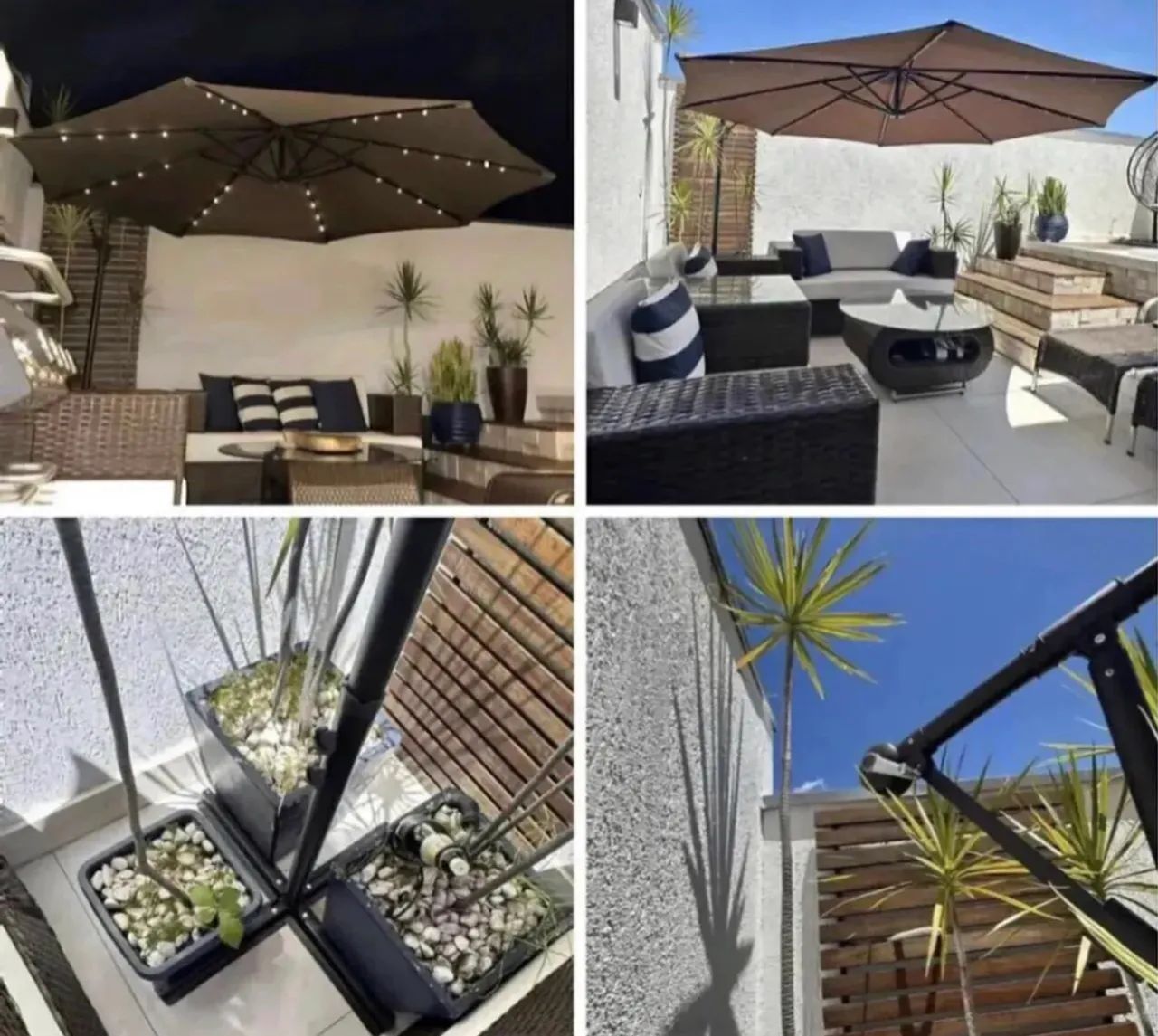Ombrelone a Luz Solar que Gira 360