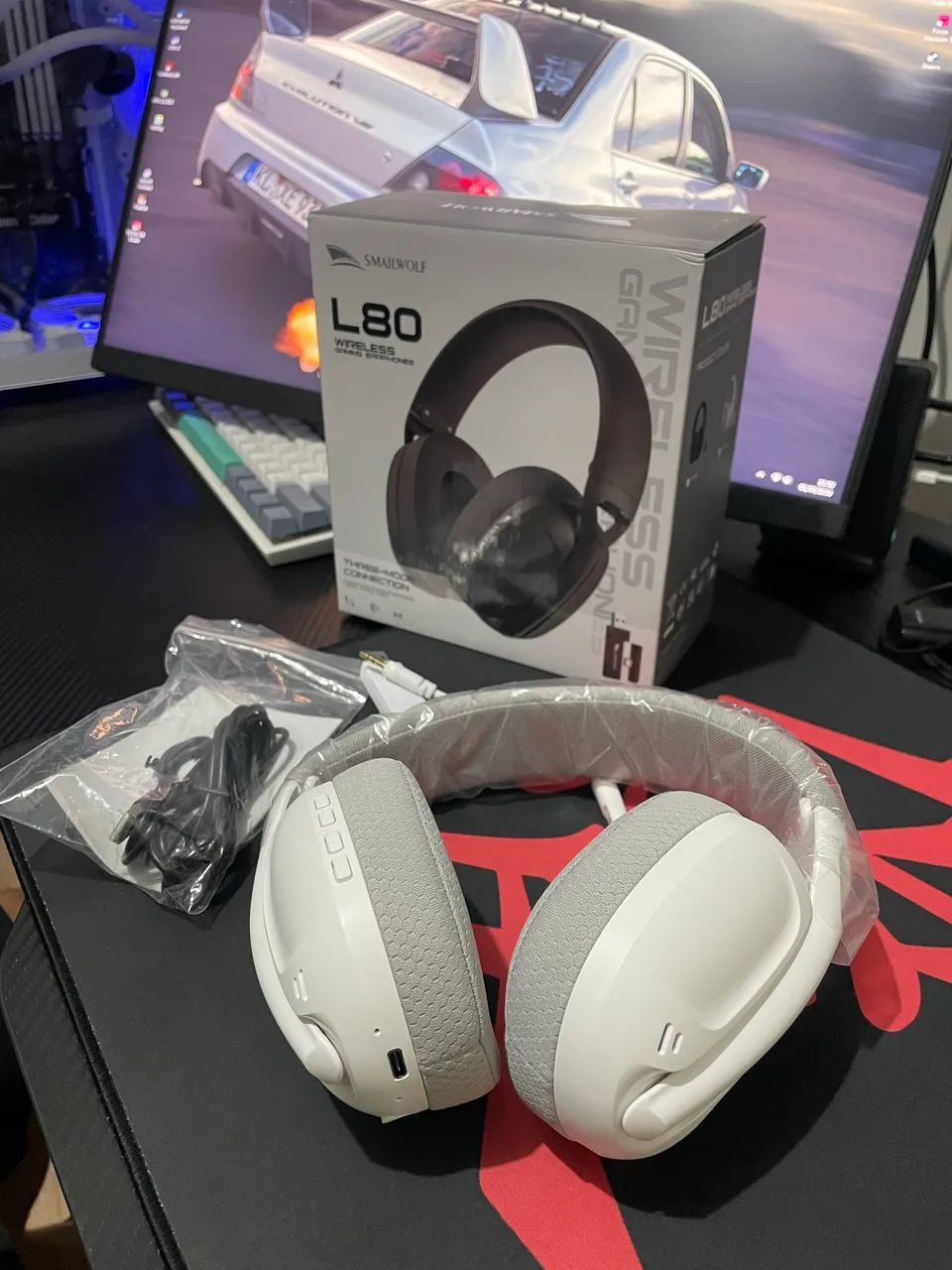 Headset Gamer Sem Fio SmallWolf L80 Branco - Foto 5