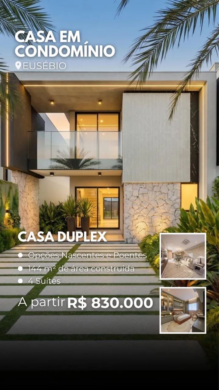 Duplex com 4 suítes plenas no Eusébio 