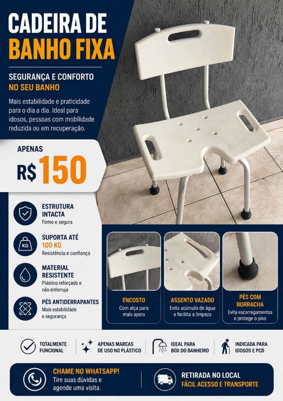 Cadeira de banho fixa