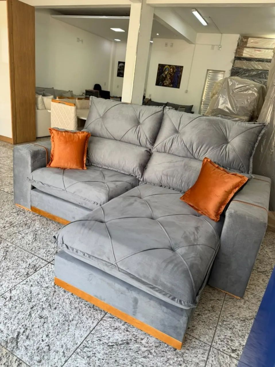 SOFÁ GRAN BELLO 2,30M - VELUDO Premium  MOLAS ENSACADAS - Foto 2