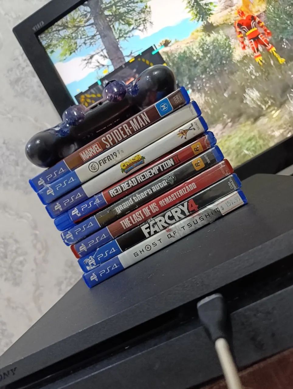 PS4 slim com jogos e controle - Foto 3