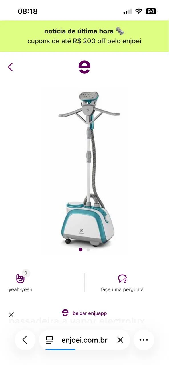 Ferro a vapor eletrolux 
