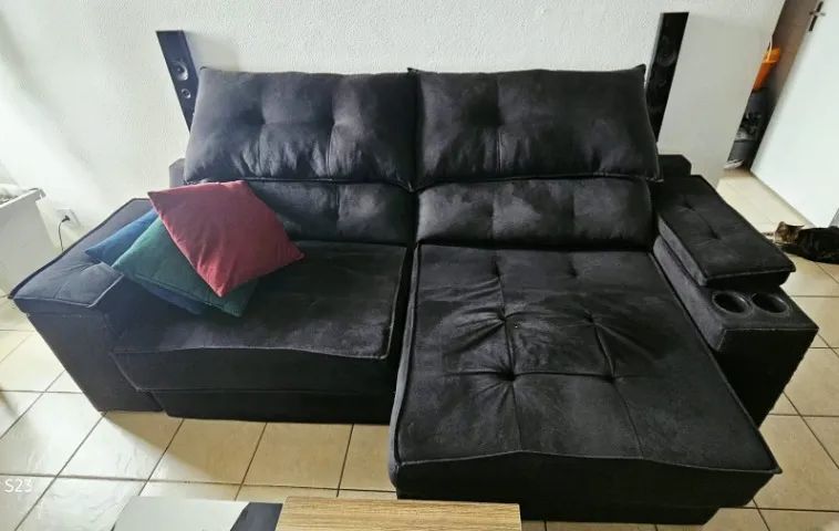 Sofá Santiago 2,30m com Carregador USB e Porta Copos Retrátil e Reclinável - Foto 3