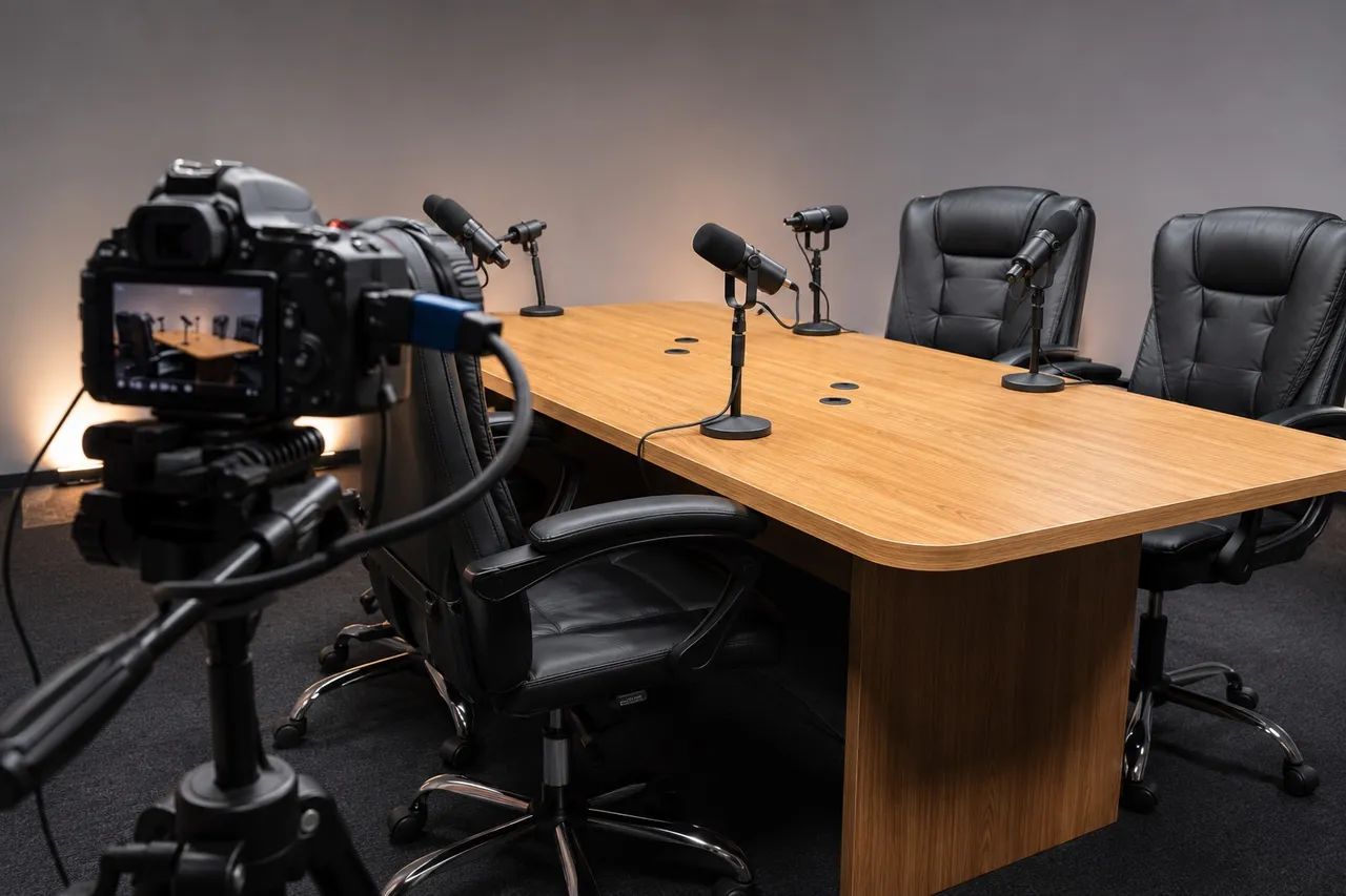 Equipamento de estúdio de podcast completo 