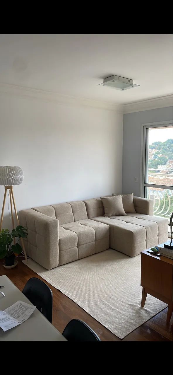 Sofá boucle com chaise estilo modular 