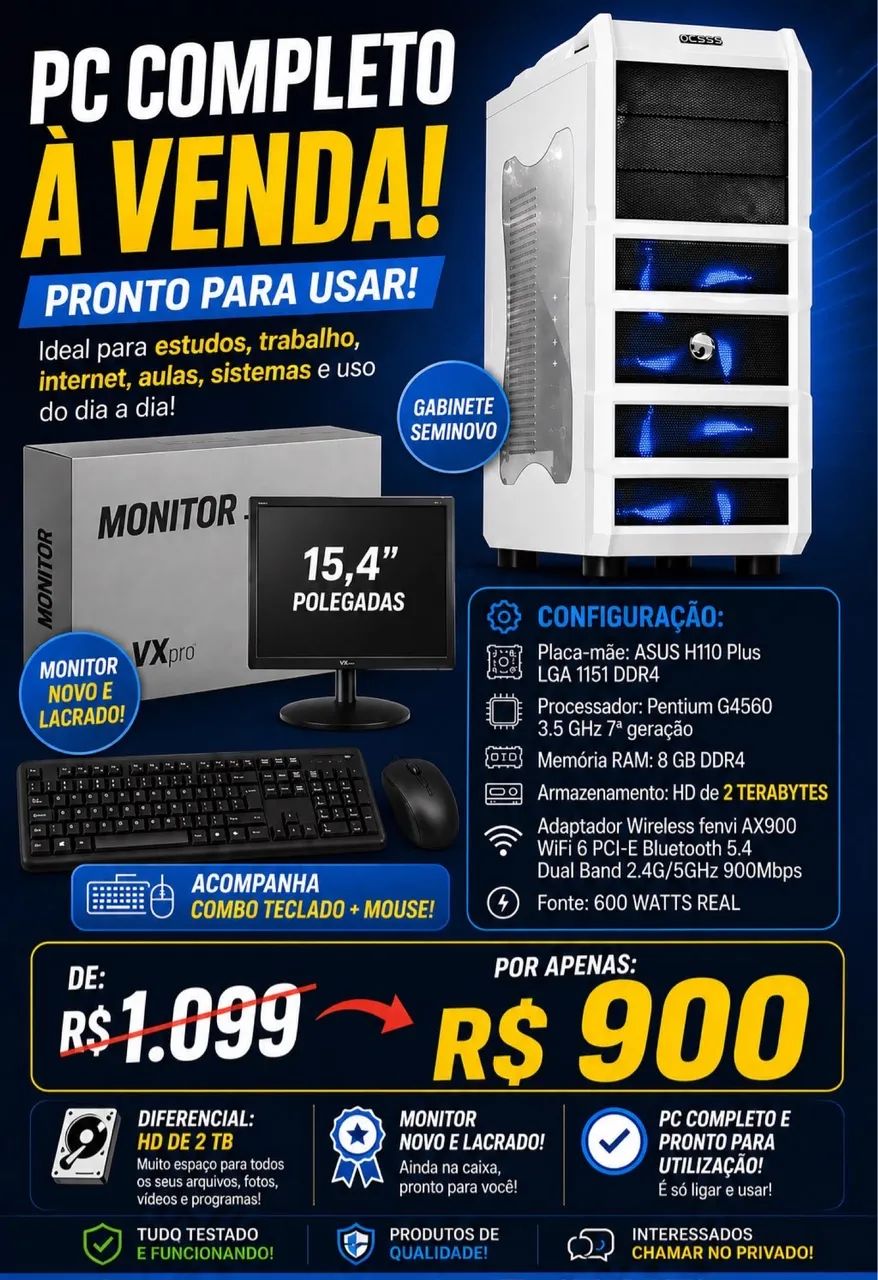 PC COMPLETO - GABINETE SEMINOVO 
