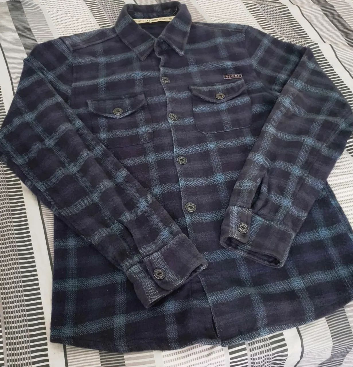 Jaqueta de Flanela Xadrez Globe - Camisa Casaco Skate Tam M<br> - Foto 2