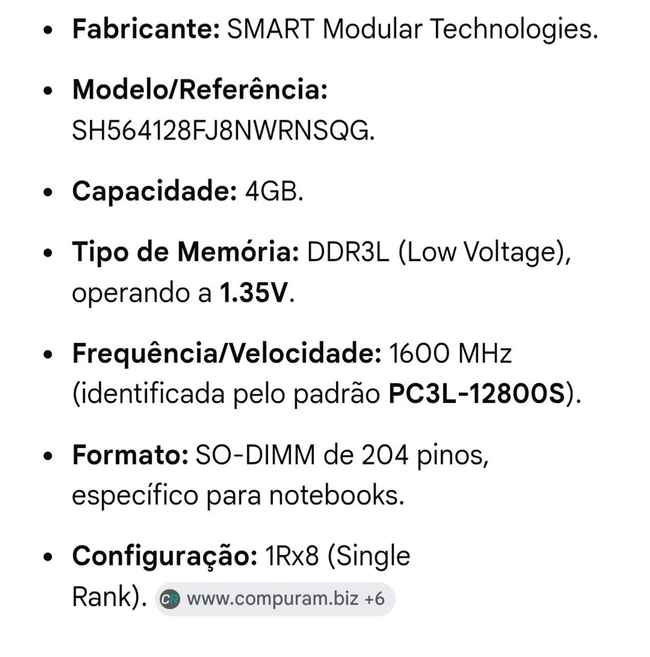 Memória RAM Notebook 4GB  DDR 3 - 12800MHz - Foto 4