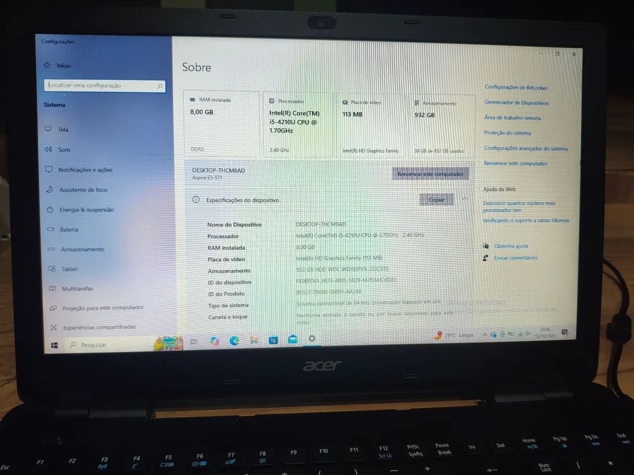 Notebook Acer i5 / 8GB RAM / 1TB HD/ Placa video