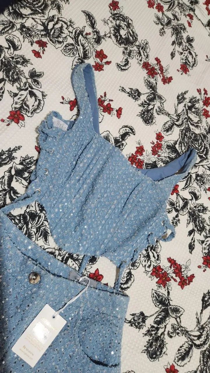 Conjunto Short Azul TAM P - NOVO - Foto 2