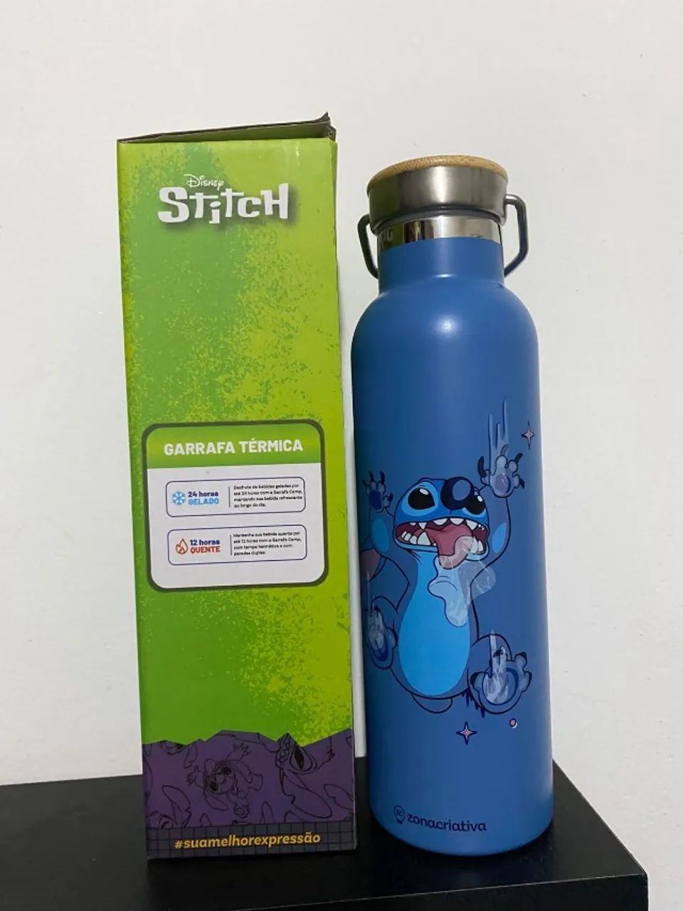 Garrafa térmica Stitch Disney OFICIAL - Zona Criativa 600ml - gela por até 24hs - Foto 2