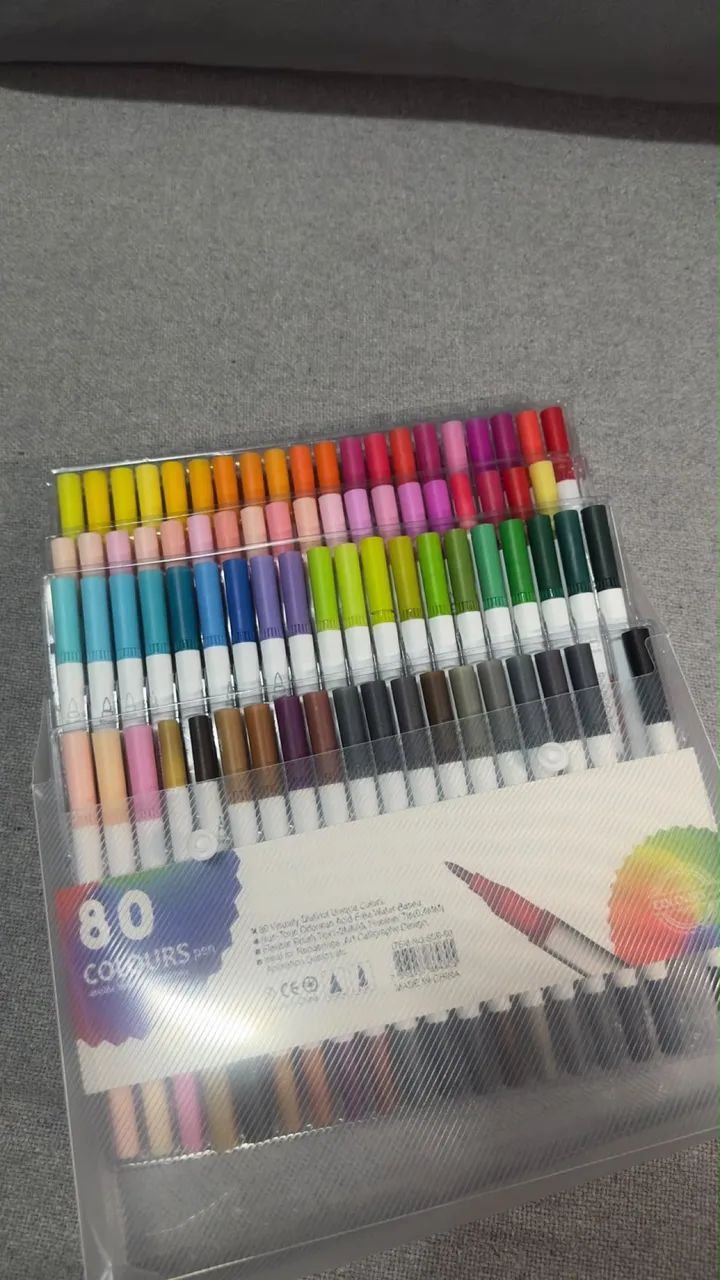 kit com 80 canetas ponta dupla Brush  - Foto 3