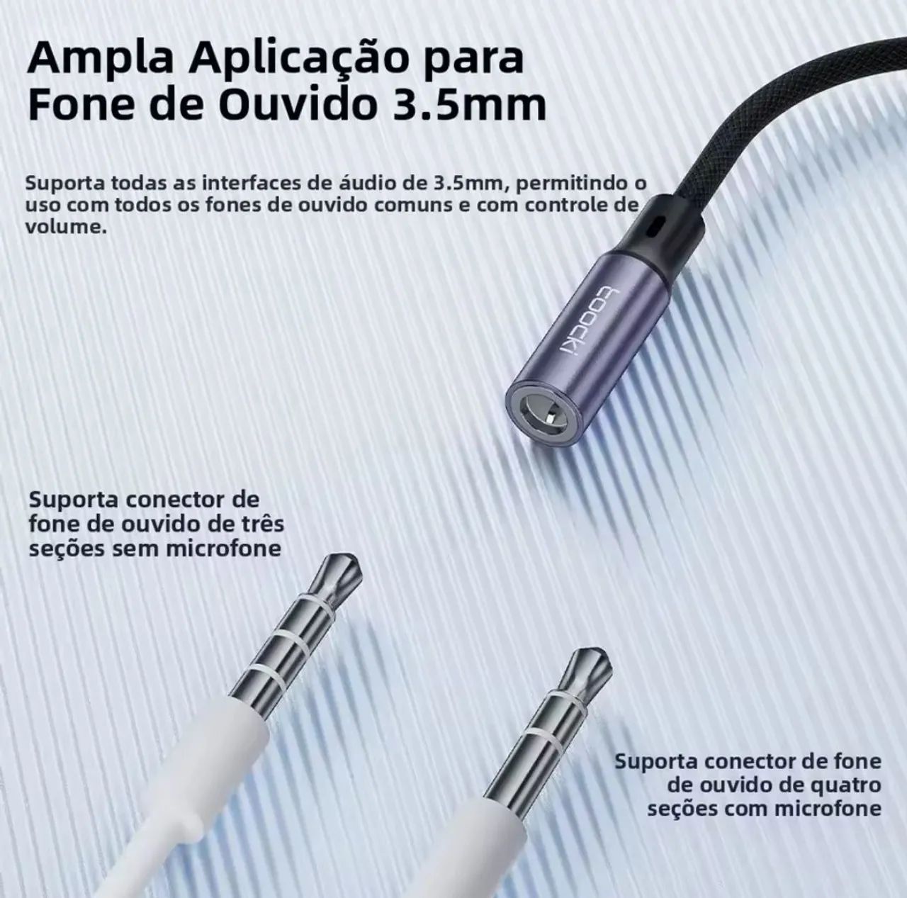 Adaptador de áudio Tipo C para 3,5mm Toocki - Foto 4