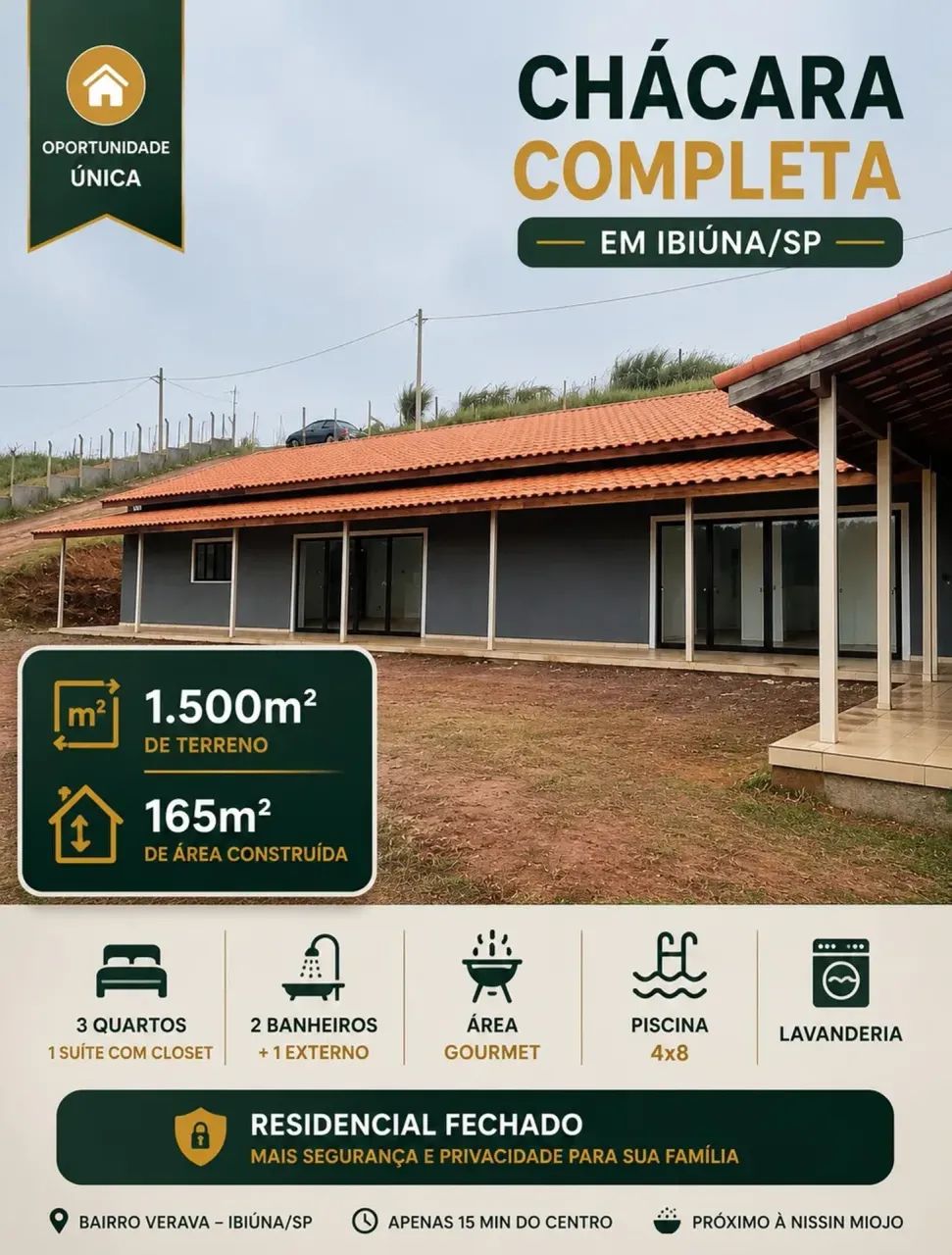CHACARA PRONTA PRA MORAR EM IBIUNA-SP