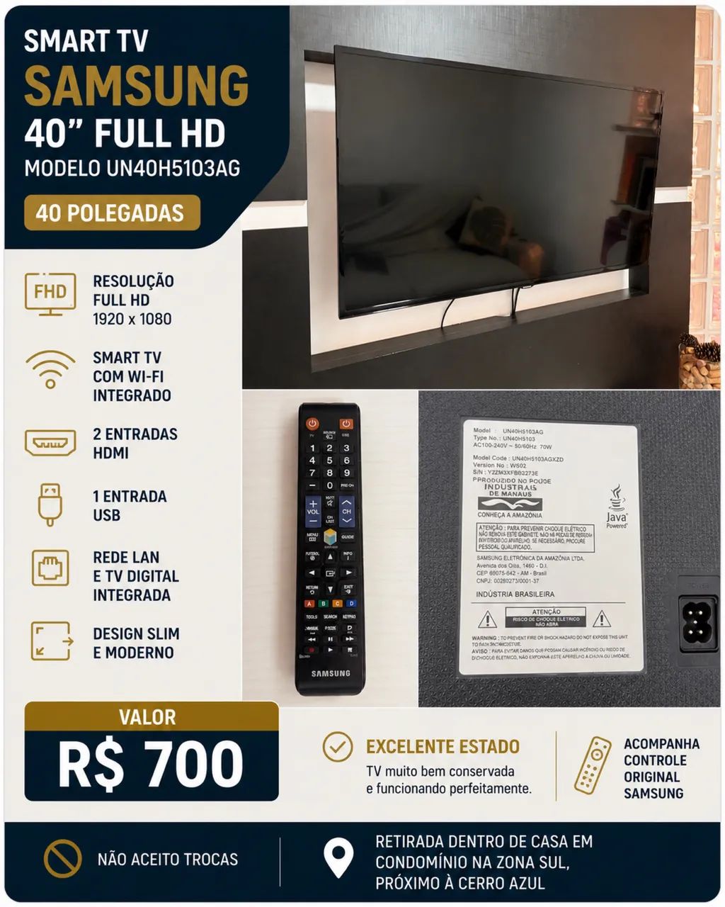 SMART TV SAMSUNG 40"