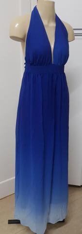 Vestido longo em chiffon degrade azul frente única G ver medidas - usado - Foto 4