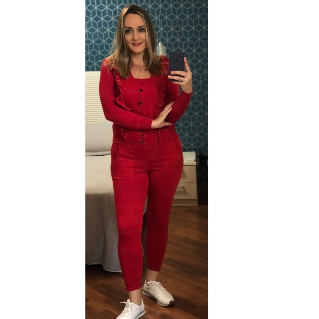 conjunto feminino manga longa tricot