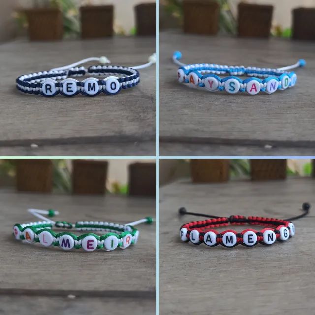 Pulseira macrame 2 cores do seu time