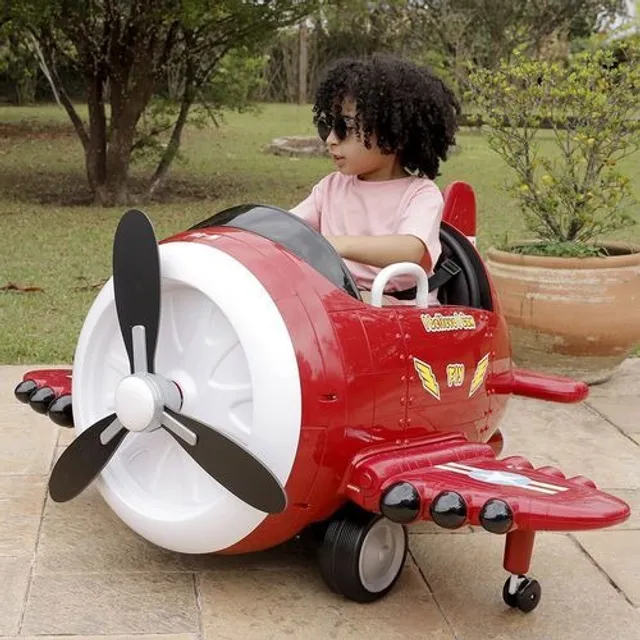 Mini Avião Elétrico Infantil 12V com Controle Remoto - Vermelho