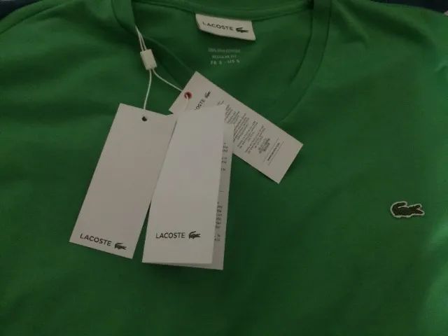 Camiseta Lacoste Gola V Algodão Pima Original - Foto 2
