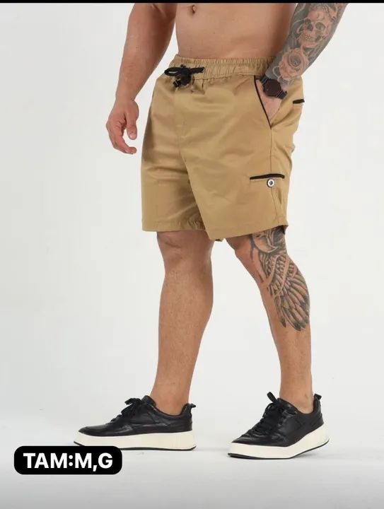 Shorts Masculino Preto creme bermuda mauricinho CARGO alto padrão de conforto  - Foto 2