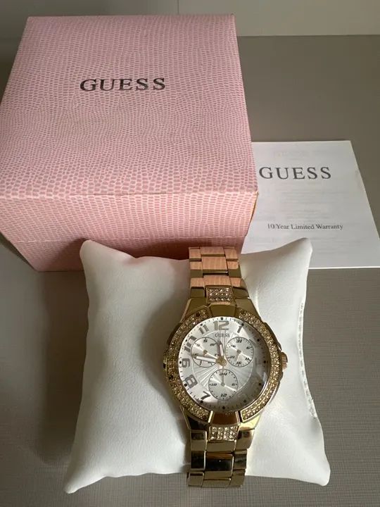 Relógio Guess Feminino Dourado com Cristais - Foto 2