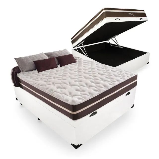 Cama Box baú casal blindada + colchão Molas ensacadas 62 cm - Foto 4