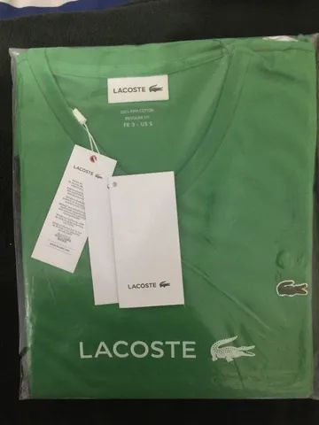 Camiseta Lacoste Gola V Algodão Pima Original - Foto 4