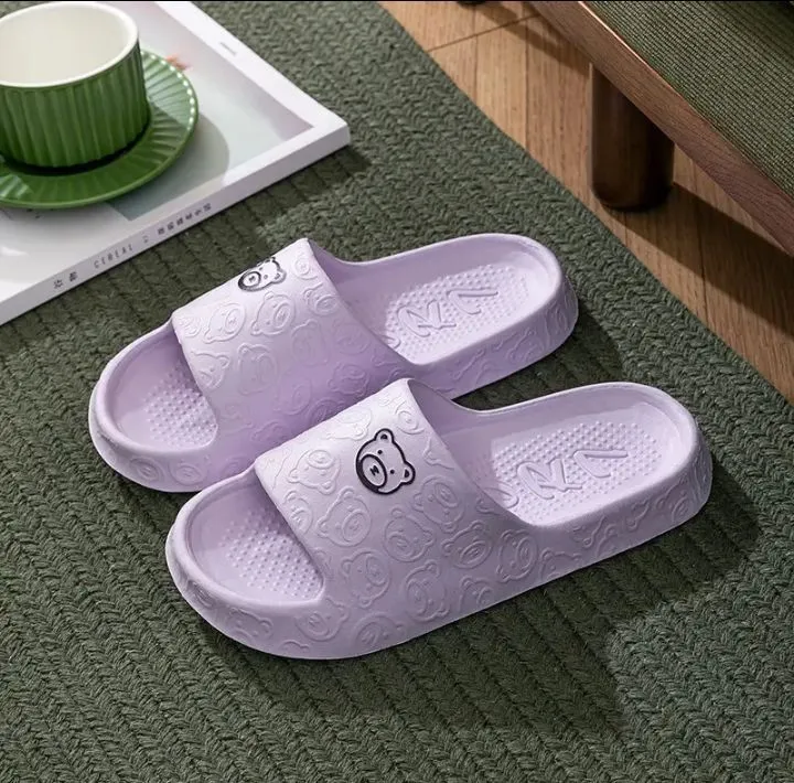 Chinelo de borracha antiderrapante macia fofa feminina