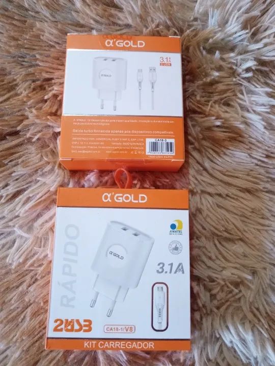Carregador Rápido Tipo-V8 3.1A e Cabo USB A'GOLD CA18-1 - Foto 4