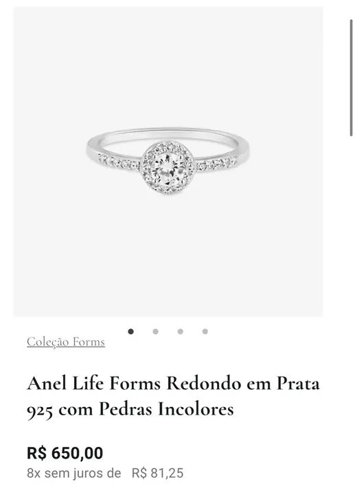 Anel Life Forms Redondo em Prata 925 com Pedras Incolores - Foto 2