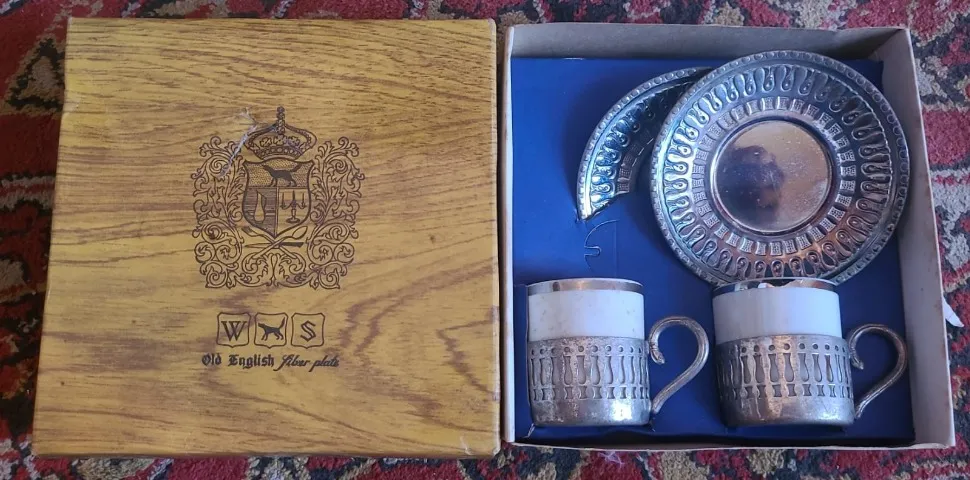 CONJUNTO DE CHÁ / CAFÉ OLD ENGLISH SILVER PLATE - 6 peças