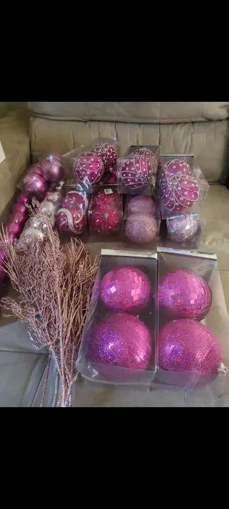 Enfeites de Natal Rosa - Pacote com 30 peças - Foto 5